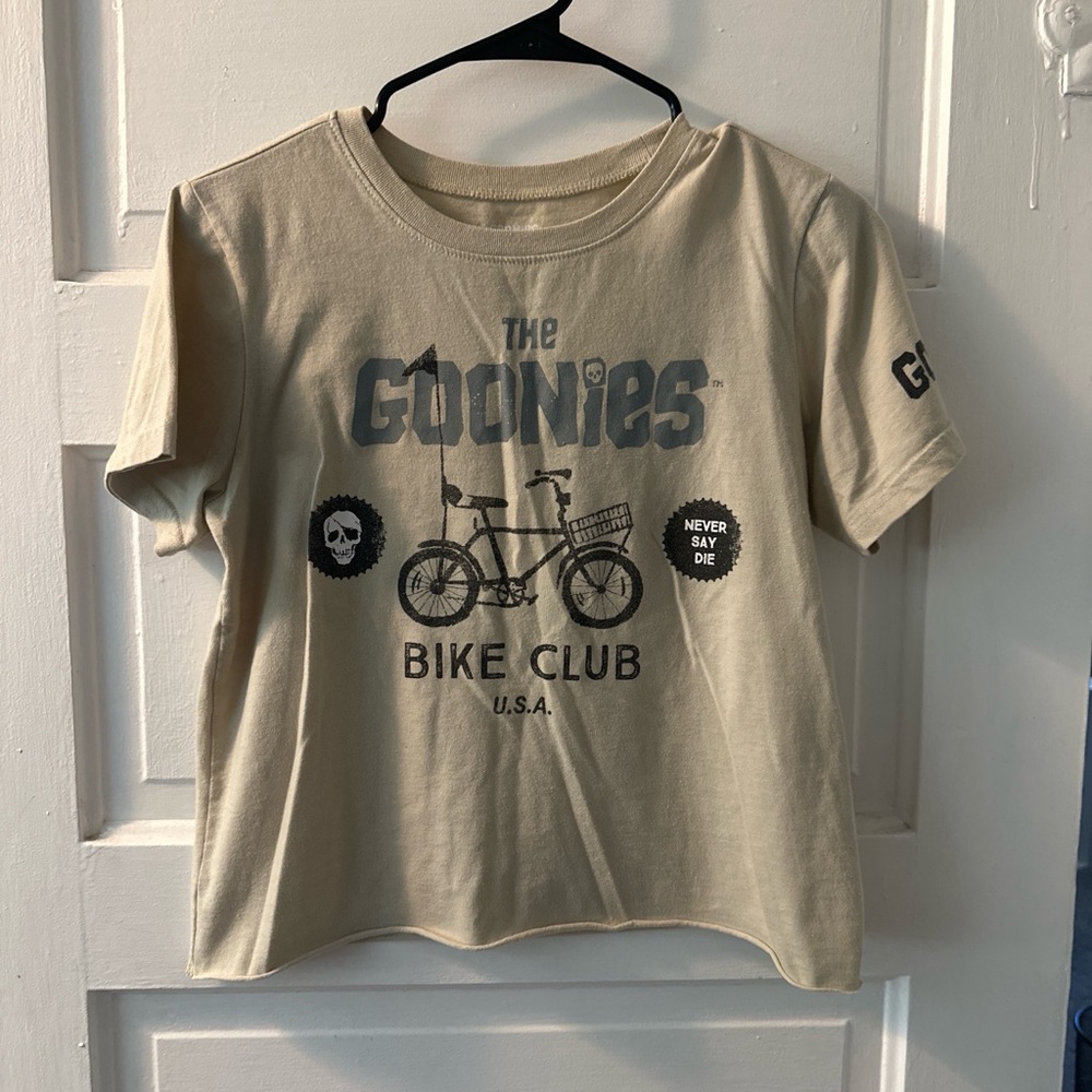 Beige Graphic Crop Top - The Goonies Bike Club